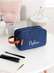 1pc Customized Men's Bag, Large Capacity Men's Toiletry Bag, Men's Business Travel Zipper Portable Wash Bag, Customized Travel Bag, Personalized Men's Clutch & Wristlet Bag - Pillow Bag, Can Customize Your Text, Hot Stamping Craft, Oxford Cloth Clutch, Suitable For Business Trips, Travel Storage Bag, Beach Bag, Best Gift For Friends