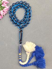 1 件 45 颗 10 毫米穆斯林祈祷珠手链，新款圆形珠子吊坠，经典款（黑色蓝色或棕色黑色可选），适合男女日常或节日佩戴 - 彩色 - 查看 6