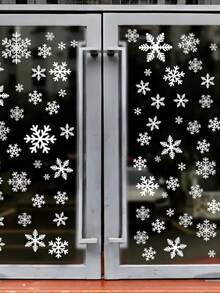 3/6pcs Christmas Snowflake Window Decals, White Christmas Window Stickers, Winter Wonderland Christmas Party Decor - Multicolor - View 2
