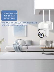 Dual Antennas WiFi Security Camera, 1080P PTZ IP Camera With Clear Night Vision And Motion Detection For Home