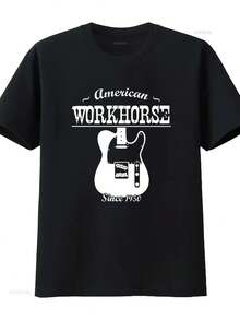 American Workhorse Telecaster Since 1950 Guitar Tee T-Shirt Cotton Vintage Vintage Washed Unisex Designer Clothes Fashion Camisetas - 黑色16 - 查看 1