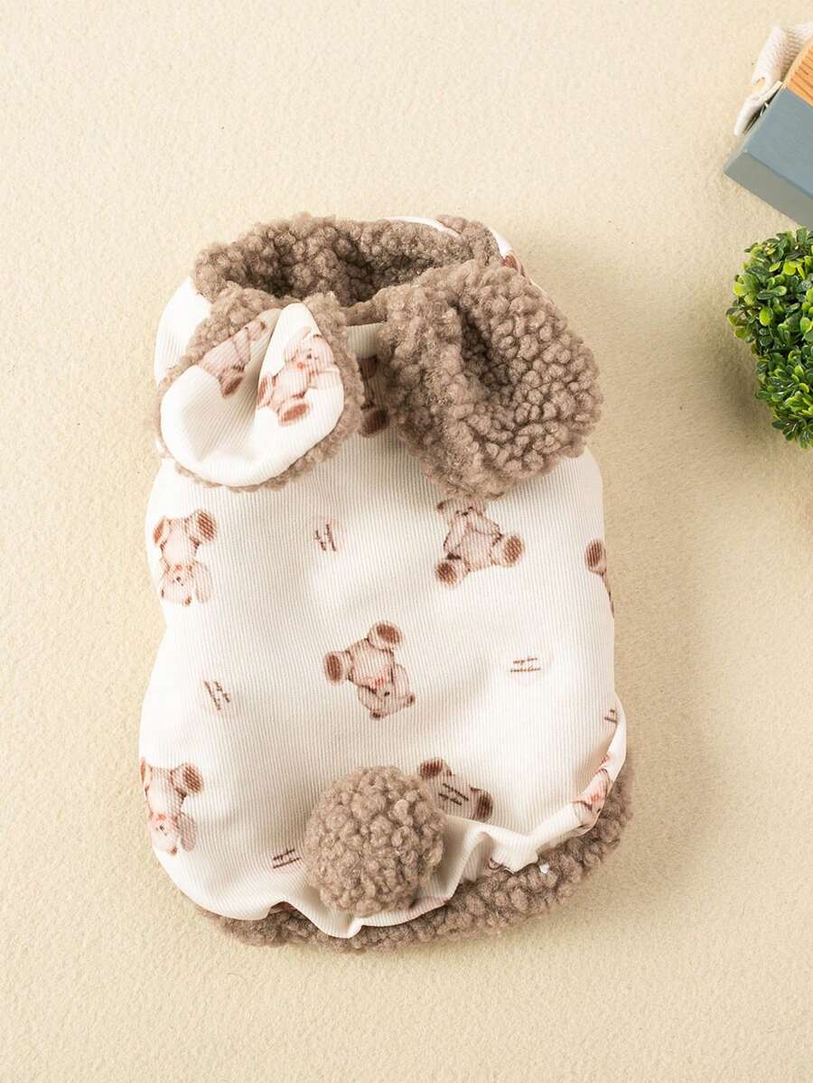 1 件加厚宠物保暖服,纽扣设计,适用于狗、猫和中小型宠物,秋冬季 - 駝色 - 查看 1