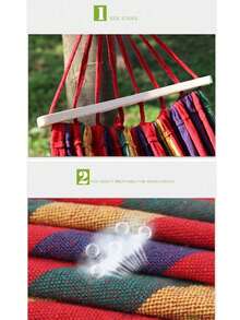 Hamaca para acampar con tela de lona gruesa, dos vigas de equilibrio antivuelco y resistentes correas de metal anudadas para árboles, adecuada para viajes, playa, patio trasero y más. - Rojo - Ver 2