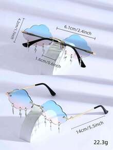 1pc Cloud & Lightning Shaped Metal Frameless Cartoon Pendant, Y2K Fashion Eyewear (Includes Eyewear Strap) Halloween Beach Accessories Glasses Shades For Summer Beach Vacation,Outdoor,Travel - Ombre - Xem 6