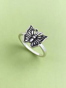 1pc Simple Unique 925 Sterling Silver Butterfly Ring Women Fine Jewelry Gift - Bạc - Xem 4