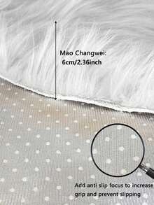 1pc White Asymmetrical Shaped Fluffy Washable Carpet, Suitable For Living Room, Bedroom, Sofa Decoration, Bedside, Dorm Room, Home Decor - White - View 3