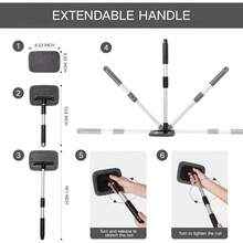 11pcs Auto Windshield Cleaning Kit With 6 Reusable Microfiber Pads, 2 Spray Bottles, Extendable Handles - Green, Popular Auto Cleaning Essential - 灰色的 - 查看 5
