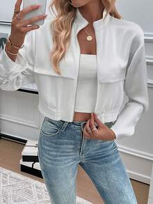 Short Waist Cinched Women's Autumn And Winter Zipper Jacket, Fashionable And Casual