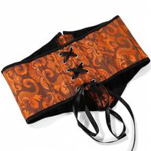 Áo nịt eo Jacquard cổ điển dành cho nữ, áo nịt eo giảm béo, trang phục Halloween - vàng đen - Xem 6