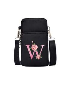 حقيبة كتف لتخزين الهاتف المحمول على شكل قلب فضي مع سحاب أسود، حروف A-Z باللون الوردي المائي، اكسسوارات عصرية ومريحة للأنشطة الخارجية، حقيبة هاتف محمول صغيرة، حقيبة معصم، حقيبة تسوق متقاطعة الجسم، حقيبة تخزين الهاتف المحمول، حقيبة مستحضرات التجميل، حقيبة رياضية متقاطعة الجسم، مناسبة للأصدقاء المهتمين بالرياضة، هدية مثالية للعائلة والأصدقاء