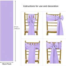 120PCS Satin Chair Waistband Bows Universal Chair Sashes, Suitable For Wedding Receptions, Restaurant Banquets, Parties, Hotel Event Decorations (7 X 108 Inches) ... - 白色 - 查看 3