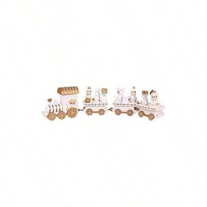 Tren de Navidad de Madera con Figura de Reno Soldado de Mueco de Nieve, Adorno de Tren de rbol de Navidad Pintado para Festivales de Navidad, Fiestas Navideas, DecoracinBlanco