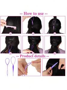 1/3/5/8 件套美发工具，8 件套发髻制作工具套装，含 2 个法式编织工具、2 个鼠尾梳、1 个撕梳、1 个边刷，用于发型设计发刷 - 彩色 - 查看 10