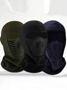 1 pieza Máscara facial para hombres, Pasamontañas a prueba de viento para motocicleta, ciclismo y deportes al aire libre, máscara de esquí transpirable y a prueba de polvo, temporada de regreso a la escuela - Negro - Ver 5