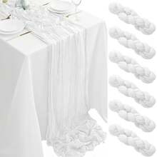 6/12Pack White Cheesecloth Table Runner 17x108Inch Spring Easter Cheese Cloth Table Runner 9FT Boho Gauze Table Runners Rustic Sheer Table Runners For Wedding Bridal Party Decor - 白色 - 查看 10