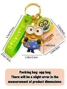 Minions Random 1pc Authentic Cartoon Keychain Pendant. Creative Couple Car Bags, Figurines, Keychains, Pendants, And Small Gifts For Room Decoration, Bedroom Decoration, Home Decoration, Wall Decoration, School Decoration, Surprise Dormitory Decoration, Back To School Learning Supplies