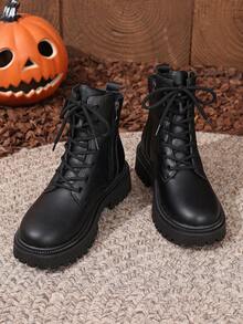 2025 New Autumn/Winter Women's Boots, Fashion Versatile Casual Boots, Side Zipper Women's Ankle Boots, Lace-Up Women's Shoes, Warm Winter Women's Boots, Flat Comfortable Women's Boots, Chelsea Women's Ankle Boots - Black - View 4