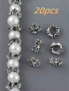 10/20/50 piezas Cuentas espaciadoras con diseño de mariposa y flor vintage para hacer joyas DIY como pulseras, collares, llaveros y talla grande. Accesorios elegantes para hacer manualidades, regalos de graduación, fiestas de cumpleaños y talla grande. Suministros para hacer joyas.