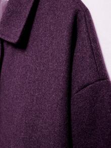 女士时尚休闲法式单排扣短款宽松领羊毛大衣 - 紫色 - 查看 7