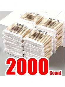 100/300/500/1000 unidades de hisopos envasados, hisopos de limpieza sanitarios desechables de doble cabeza, desmaquillante para el hogar, hisopos para limpiar los oídos, diversas funciones, compactos y portátiles