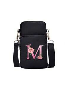 حقيبة كتف لتخزين الهاتف المحمول على شكل قلب فضي مع سحاب أسود، حروف A-Z باللون الوردي المائي، اكسسوارات عصرية ومريحة للأنشطة الخارجية، حقيبة هاتف محمول صغيرة، حقيبة معصم، حقيبة تسوق متقاطعة الجسم، حقيبة تخزين الهاتف المحمول، حقيبة مستحضرات التجميل، حقيبة رياضية متقاطعة الجسم، مناسبة للأصدقاء المهتمين بالرياضة، هدية مثالية للعائلة والأصدقاء