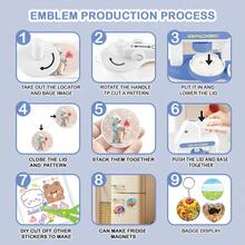 徽章制作器 1 套 DIY 圆形纽扣制作器,含 48 种图案和 48 个纽扣零件,可爱按压别针制作机礼物(部分颜色图案随机) - 彩色 - 查看 9
