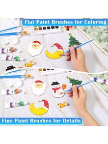 Small Paint Brushes Bulk, Anezus 50 Pcs Flat Tip Paint Brushes With Round Acrylic Paint Brushes Set Brushes Classroom Acrylic Watercolor Canvas Face Painting - Blue - View 7