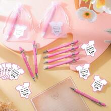 D36 Set Baby Shower Favors Baby Shower Ballpoint Pen With Baby Shower Cards And Organza Bag Stylus Ballpoint Pens For Guests Gift Baby Shower Gender Reveal Party Pink10 - 粉色 - 查看 4