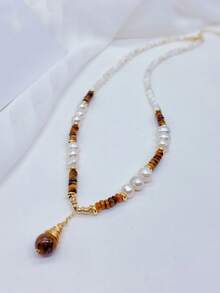 1 pièce Collier de perles baroques élégant, nouveau design minimaliste mode polyvalent affinant pour femmes, convient pour le port quotidien, le style vacances, bijoux pour femmes