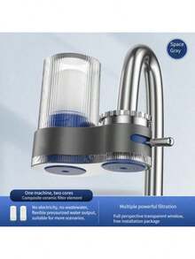 Sink Water Purifier, Faucet Water Purifier (Without Light), Activated Carbon Faucet Water Purifier Can Remove Chlorine, Scale, Heavy Metals, And Odors, And Comes With 2 Filter Cartridges