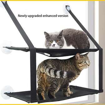 20公斤承重宠物猫吊床床，双层吸盘悬挂式猫窝，窗台阳台猫床，圣诞新年礼物