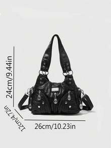 Grunge Punk New Punk Rock Chic Ladies Shoulder Tote Bag, Darkcore Motorcycle Handbag For Women, New Fashionable Big Bags For Women - màu đen - Xem 6