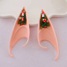 Halloween Cosplay Elf Ears Mushroom Flower Crystal Design Fairy Ear Accessories For Women Party Costume - Màu Hồng  San hô - Xem 3