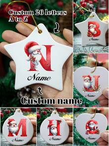 LICVIC Custom Christmas Decorations With Name, Personalized Christmas Tree Decorations, Customized Christmas Gifts, Customizable Christmas Craft Supplies, Diy Ornaments, Kids Souvenirs, Party Decorations, Round/Heart-Shaped/Star-Shaped Pendant, Ceramics, Garden, Room Decor, Cartoon, Boy, Girl, Kids, Family - Style a - View 1