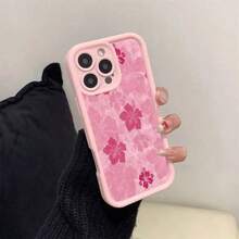 Funda de Teléfono Moderna y Elegante, Funda Rosa para Teléfono con Patrones de Flores Rosadas, Adecuada para Teléfonos Móviles 16/15/14/13/12/11, para Regalar a Familiares/Amigos/Amantes, Fundas Protectoras de Diseñador Lindas y Femeninas para Mujeres - 1 pieza - Ver 5