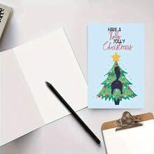 1 pièce, Carte de Noël, Joyeux Noël, Ayez un Noël joyeux, Sapin de Noël, Derrière de chat, Carte de Noël amusante, Carte de Noël pour épouse ou époux, Carte de Noël pour amateurs de chats, Carte de Noël pour amis, Carte de Noël