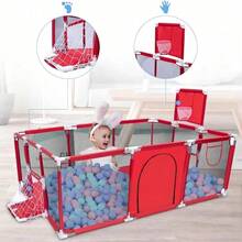 Corralito Bebe Con Vallas Para Bebé Plegable Corral, Rojo - Rojo - Ver 3