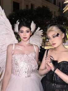 2个优雅羽毛发夹 - 珍珠羽毛设计，浪漫发夹，新娘头饰，公主舞会发饰，芭蕾舞风格羽毛发夹，适合女性和女孩，舞蹈表演，新娘，角色扮演，派对，也是送给家人和朋友的完美礼物，情人节配饰，婚礼发饰 - 彩色 - 查看 4