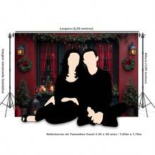Horizontal Photographic Background For Photo Shoots Sublimated Fabric 3D Fireplace Garland Realistic Christmas Scene 2.20x1.50cm - FF-3259 - 查看 5