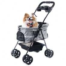 Mighor Carrinho de passeio para Pet, animal de estimação, cachorro, cão, gato de pequeno porte até 15 Kg - Cinza - Visão 9