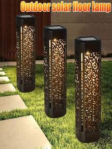 4pcs Solar Retro Hollow Garden Floor Lamp, Outdoor Path Light, 300mah,Automatic LED Halloween Christmas Decoration Landscape Light, Suitable For Yard, Garden, Path, Lawn, Street, Party Holiday Decoration500mah - Ánh sáng ấm áp - Xem 12