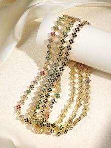 1 件时尚水钻三叶草装饰项链，适合女性节日派对、婚宴佩戴 - 項鍊 - 查看 3