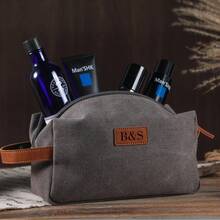 Laser Engraved Leather Travel Kit – Personalized Toiletry Bag For Anniversaries, Groomsmen, Or Him, Wedding Gifts, Best Man Gift