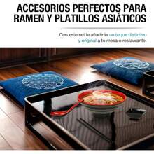 Vajilla de Melamina Japonesa (4 personas).Incluye: plato hondo de 1.2 litros, palillos reutilizables, salsera y cucharas (16 piezas), adecuado para platos chinos, asiáticos y ramen, irrompible y duradero. - 1 - Ver 4
