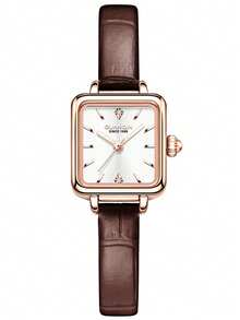 ROMITIME 1 buc ceas impermeabil cu strasuri cadran pătrat curea din piele confortabilă modă business lux sportiv clasic simplu casual stil mecanic automat cuarț ceas potrivit pentru Halloween, Crăciun, Ziua Tatălui, studenți, festivaluri, întâlniri, afaceri, zilnic, cadouri