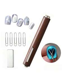 Żelowy lakier do paznokci 3D Cat Eye z magnesami na paznokcie, magnesy na paznokcie w kształcie kociego oka, magnesy na paznokcie z podwójną główką, magnetyczne długopisy do paznokci w paski, akcesoria do paznokci, narzędzia do paznokci, wielofunkcyjny zestaw magnesów do manicure DIY