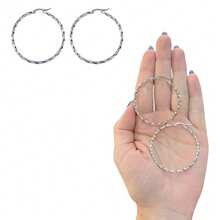 1 Pair Of Stainless Steel Hoop Earrings, Silver Color, Various Models - MODIFICACIÓN. 6 - Ver 1