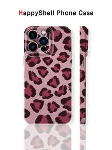1 pieza Funda de teléfono con estampado de leopardo rosa minimalista y artístico compatible con iPhone 17/17Promax/16Promax/16/15/14/13/11Promax/12Pro, funda protectora de lujo y de moda, diseño unisex