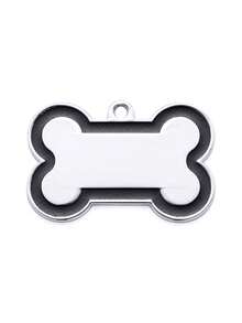 1pc Customized Text Pet Tag, Zinc Alloy Dog Anti-Lost ID Tag With Glitter Pink Circle, Customized Bone Shaped Dog Tag - Engraved For Pet Identification, Essential For Holidays/Parties