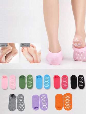 1 par de calcetines de máscara para pies, cuidado de pies, removedor de callosidades. Calcetines multicolor con aceites esenciales, hidratantes, anti-grietas y antideslizantes